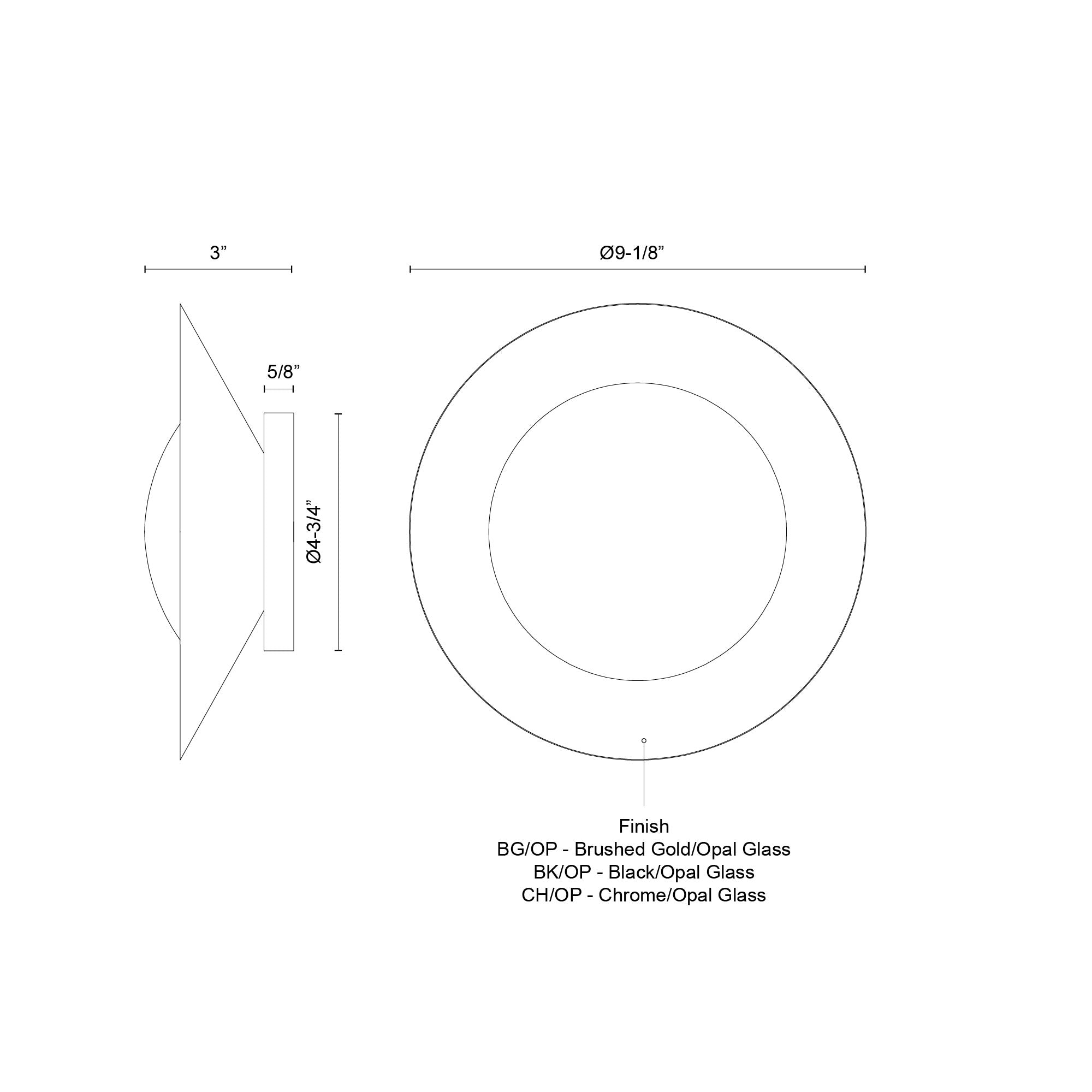Kuzco Cleo WS77909-BK/OP Wall Sconce, UL Damp Rated, Black/Opal Glass