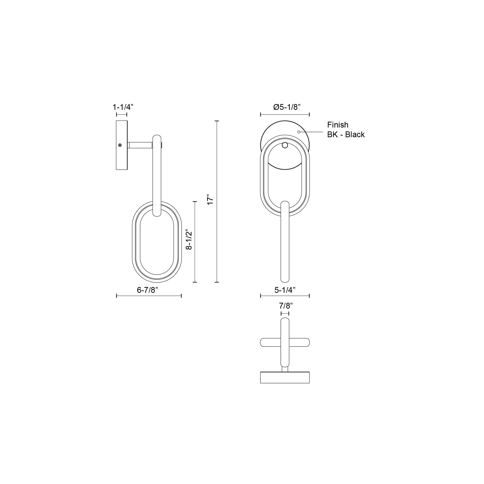 Airen 17-in Black LED Wall Sconce