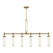 ALORA Lighting LP355652VBGO Wynwood 52-in Linear Pendant, 6 Lights, Vintage Brass/Glossy Opal