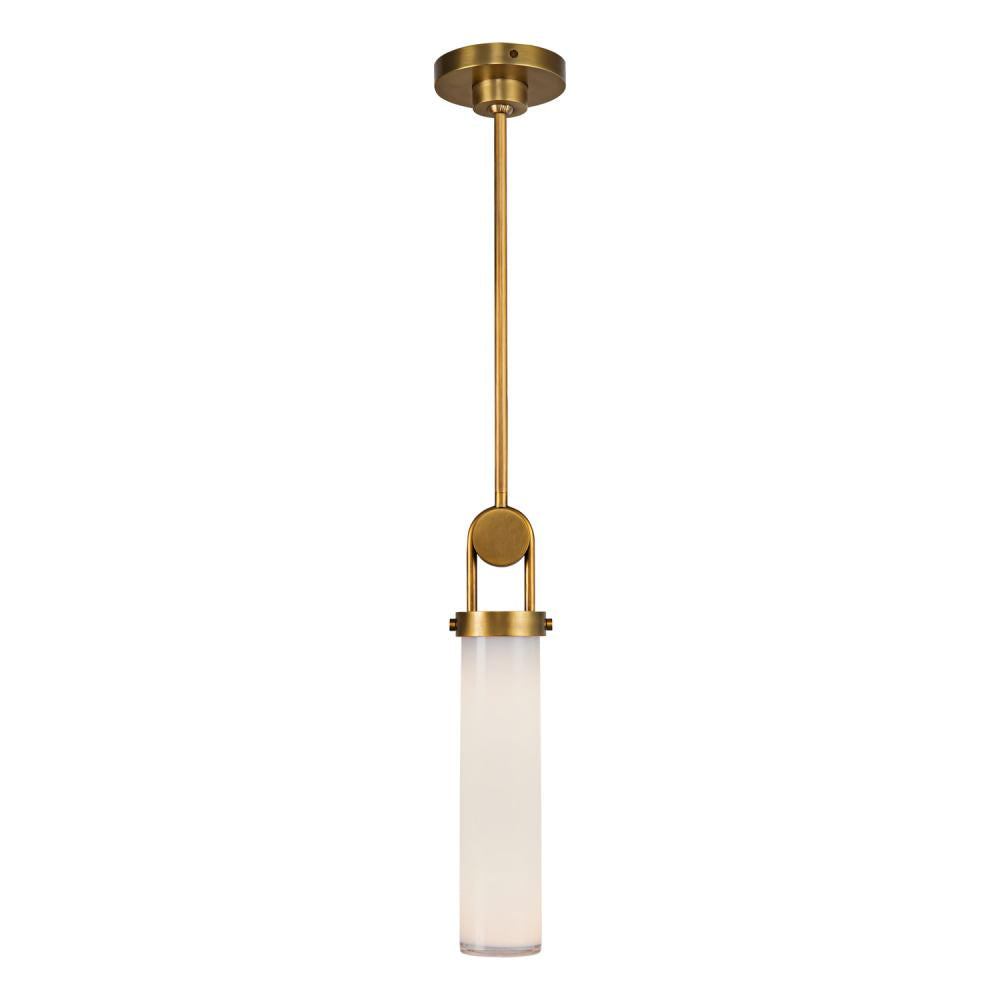 ALORA Lighting PD355015VBGO Wynwood 15-in Pendant Light Fixture, Vintage Brass/Glossy Opal