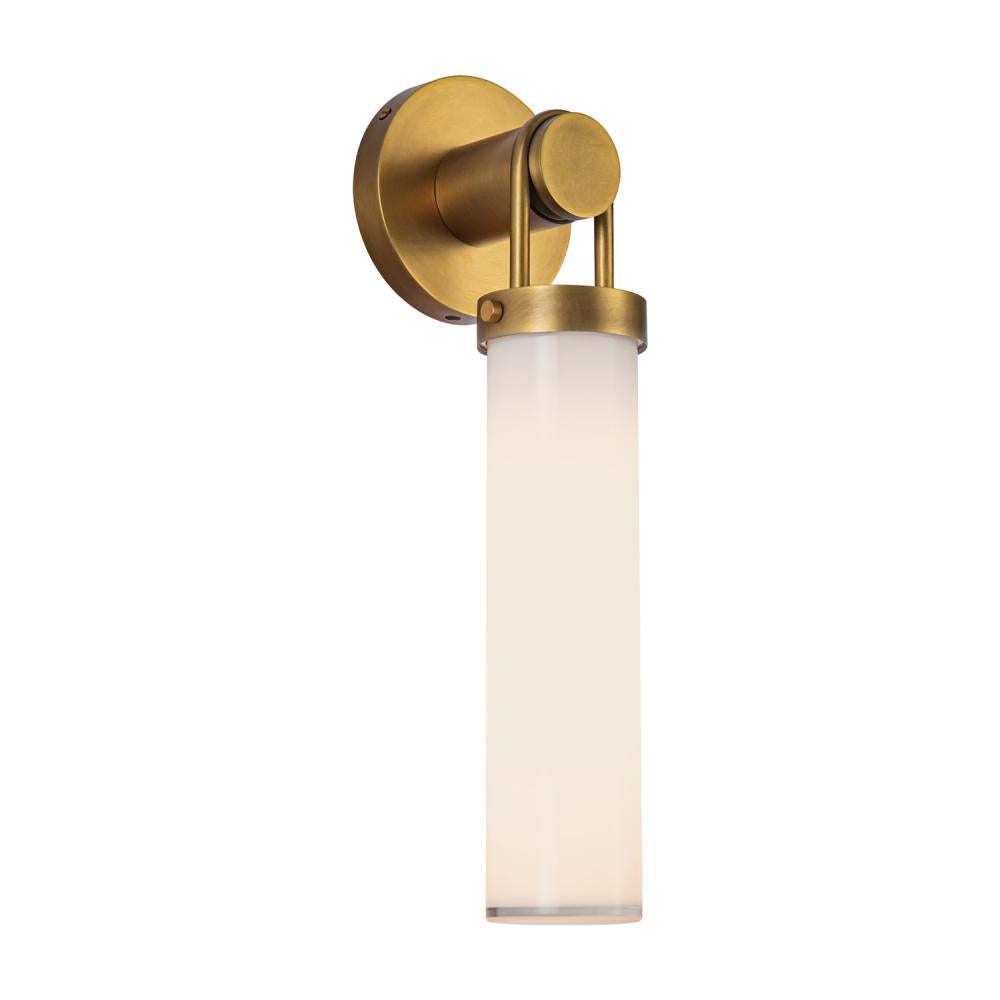 ALORA Lighting WV355116VBGO Wynwood 16-in Vintage Brass Wall/Vanity Light Fixture, UL Damp Rated, Vintage Brass/Glossy Opal