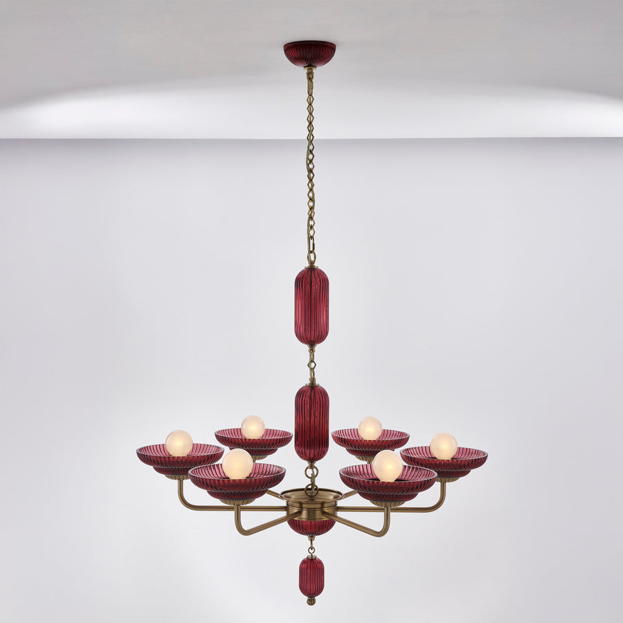 Verde 40-in 6 Light (40-watt) Satin Brass Chandelier