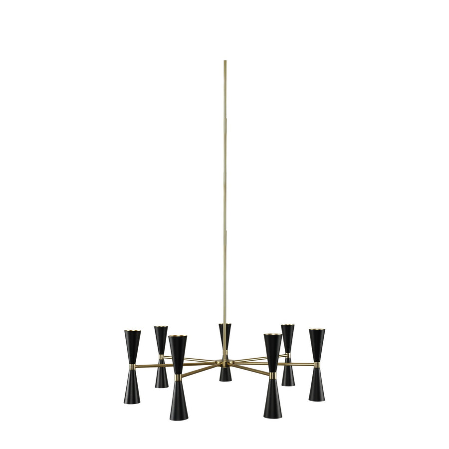 Kalco Milo 7 Arm Chandelier – Matte Black w/ Vintage Brass – 310471BVB
