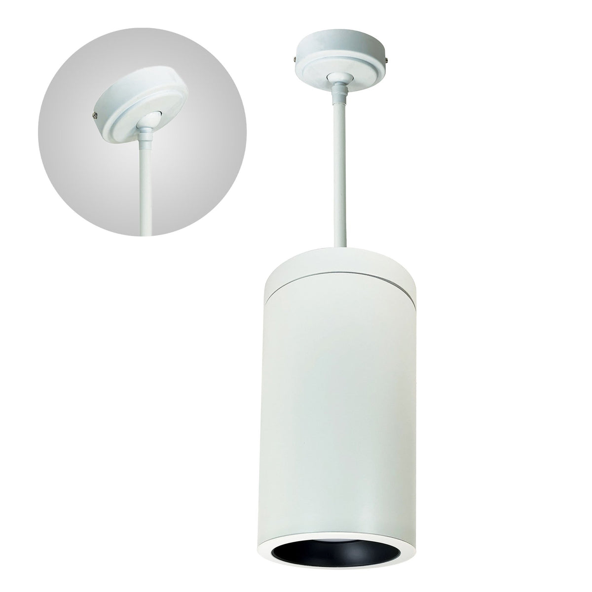 Nora Lighting 6" Cobalt Pendant Mount Cylinder, White, 1000L, 4000K, Diffused Reflector / Bright White Flange, 120V Triac/ELV Dimming – NYLD2-6P10140DMPWW